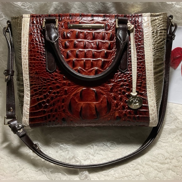 Brahmin Handbags - *FIRM* EXCELLENT BRAHMIN MINI ARNO PECAN AND CHARDONNAY CROSSBODY / HANDBAG